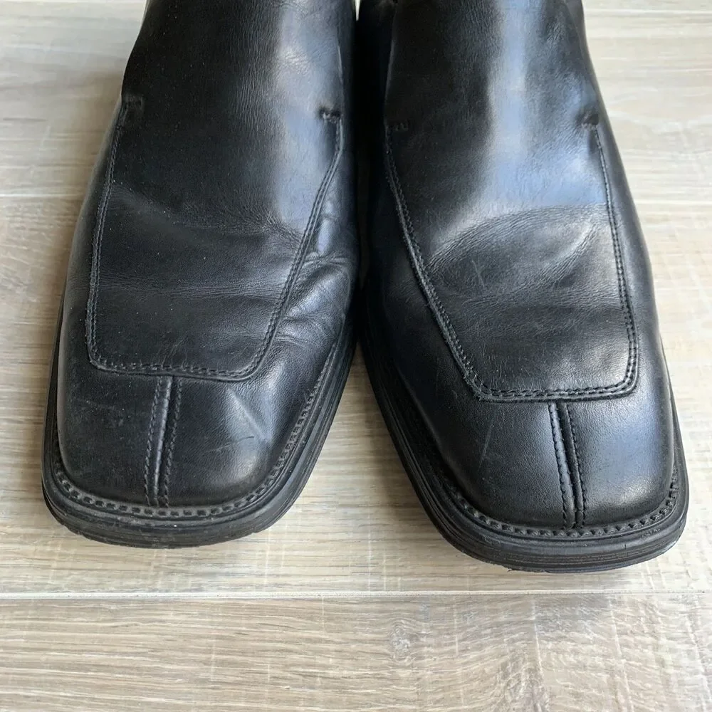 Kenneth Cole Meet U There Split Toe Slip On Loafers 10.5M Black Leather Smooth